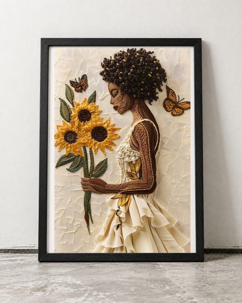 An Elegant wall art presented in a framed product mockup.